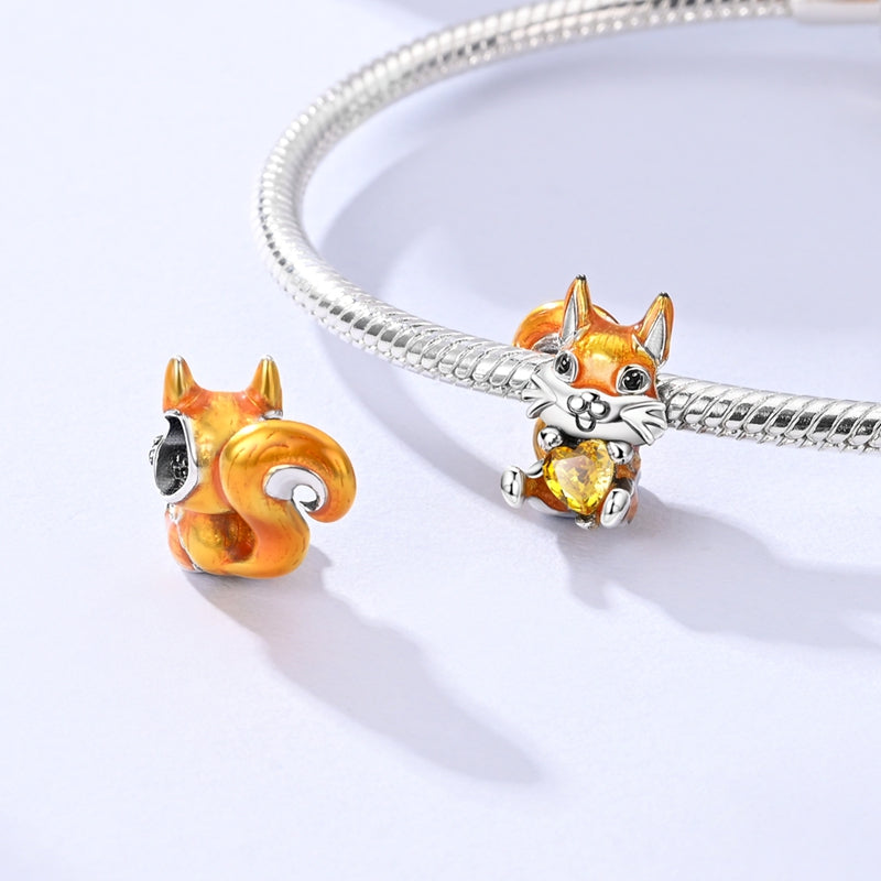 Autumn Squirrel with Nut Charm