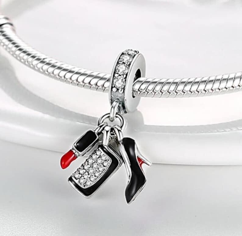 Lipstick Bag Heels Shoe Dangle Charm