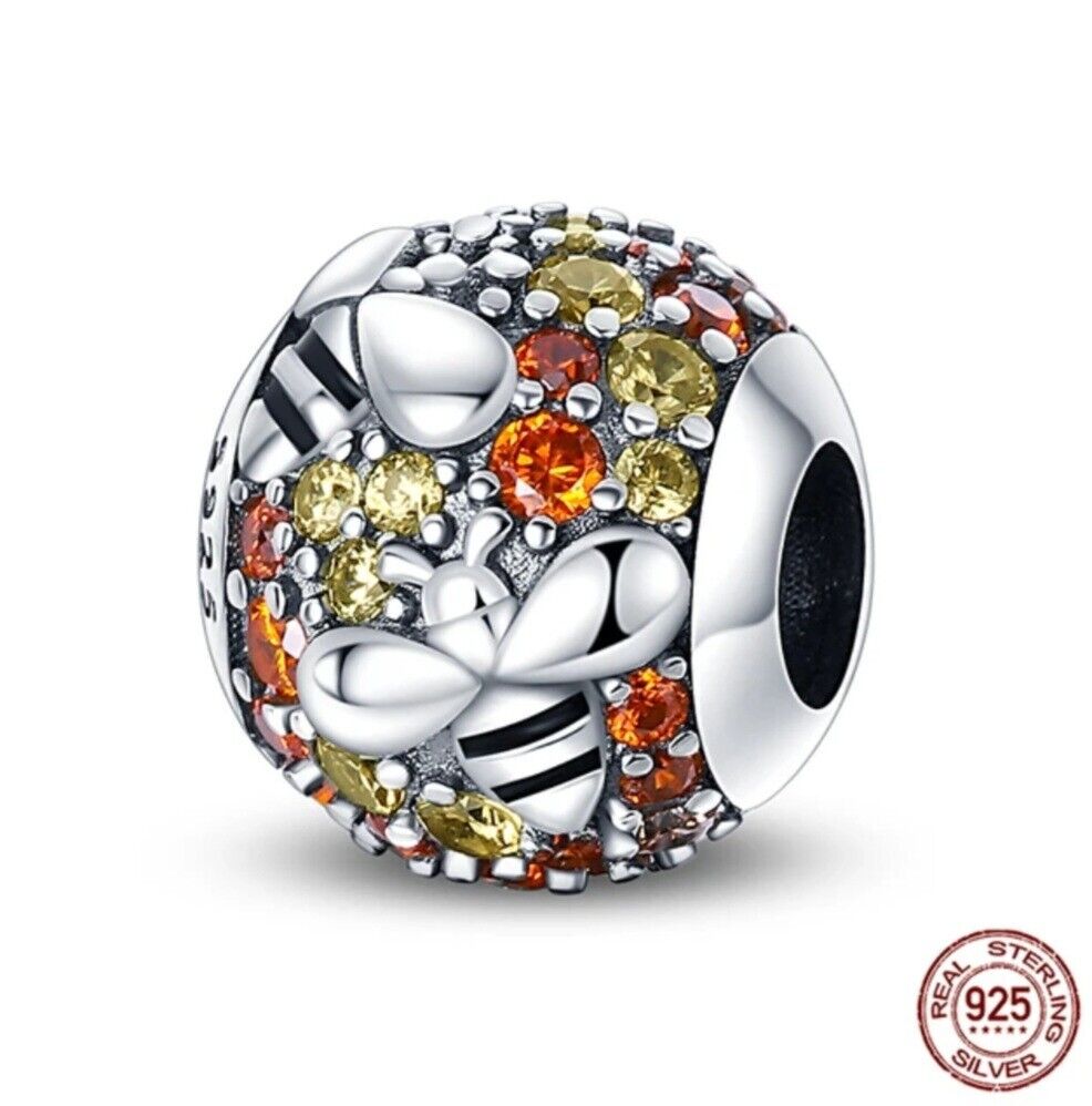 Honey Bee Zirconia Charm