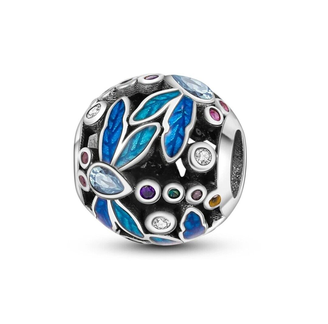 Multicoloured Zircon Dragonfly Bead Charm