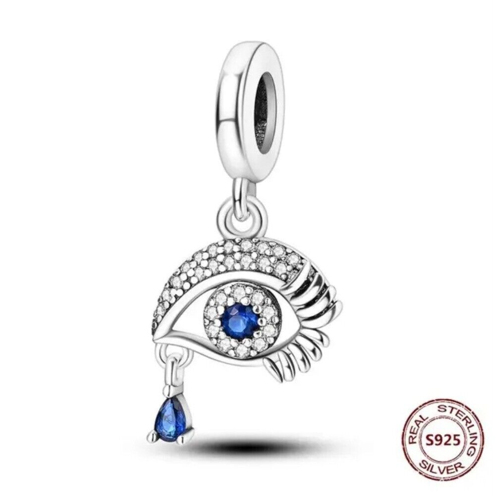 Blue Zircon Evil Eye Dangle Charm