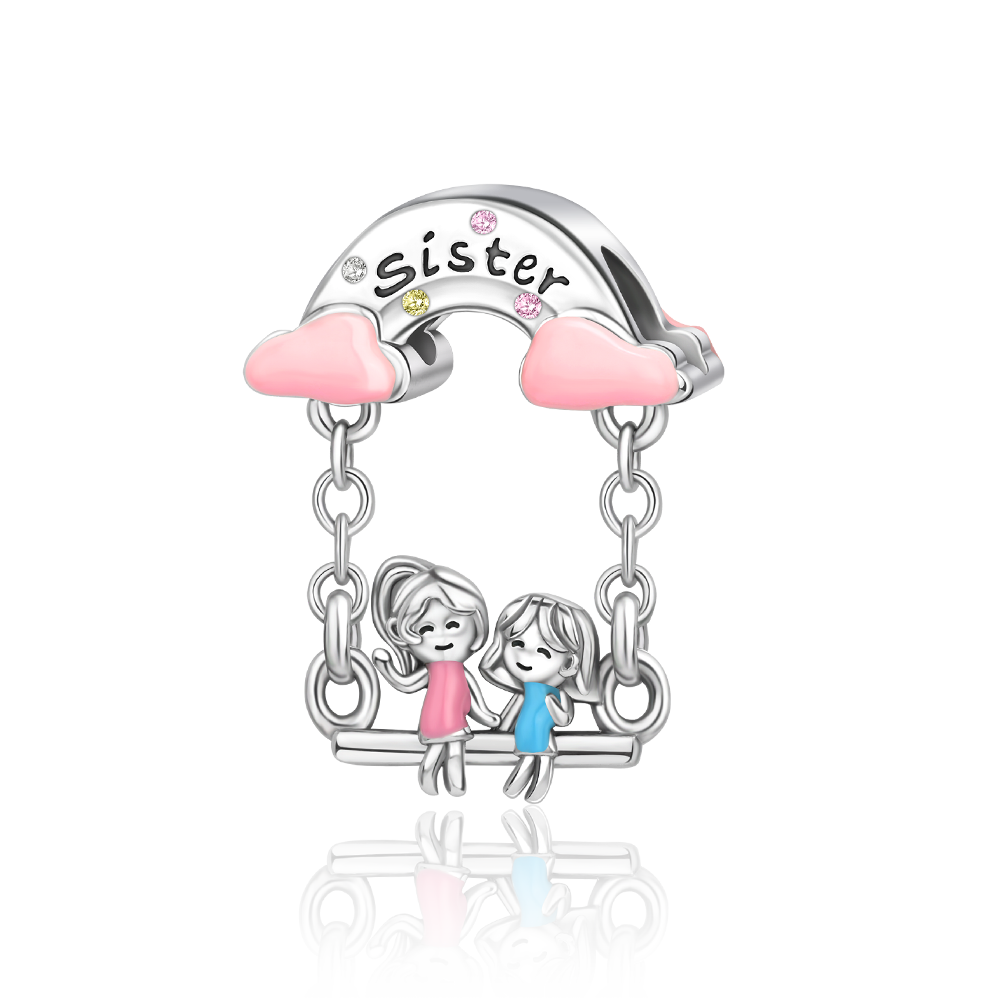 Sisters On Swing Dangle Charm
