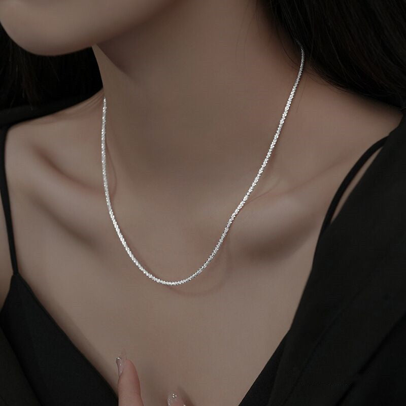 Sparkling Collarbone Necklace 2mm S925 Sterling Silver