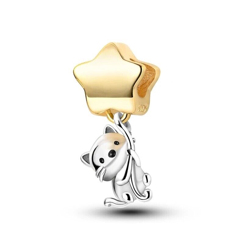 Cat Dangle on Gold Star