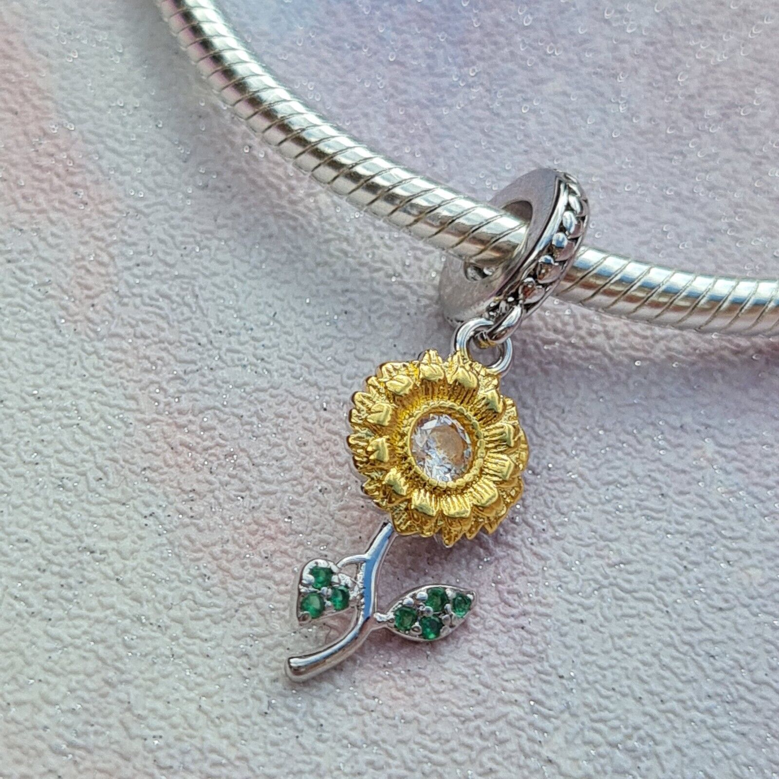 Sunflower with Cubic Zirconia Charm