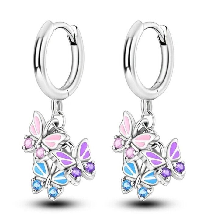 Multicoloured Butterfies Dangle with Zirconia