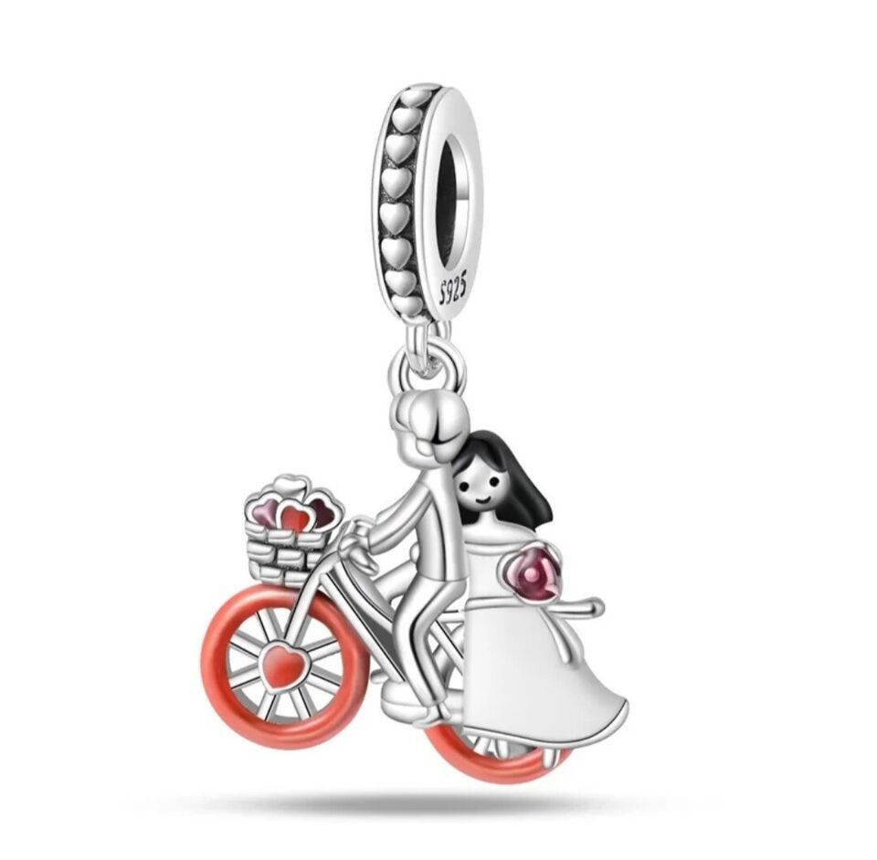 Married Couple On Bike Dangle Charm