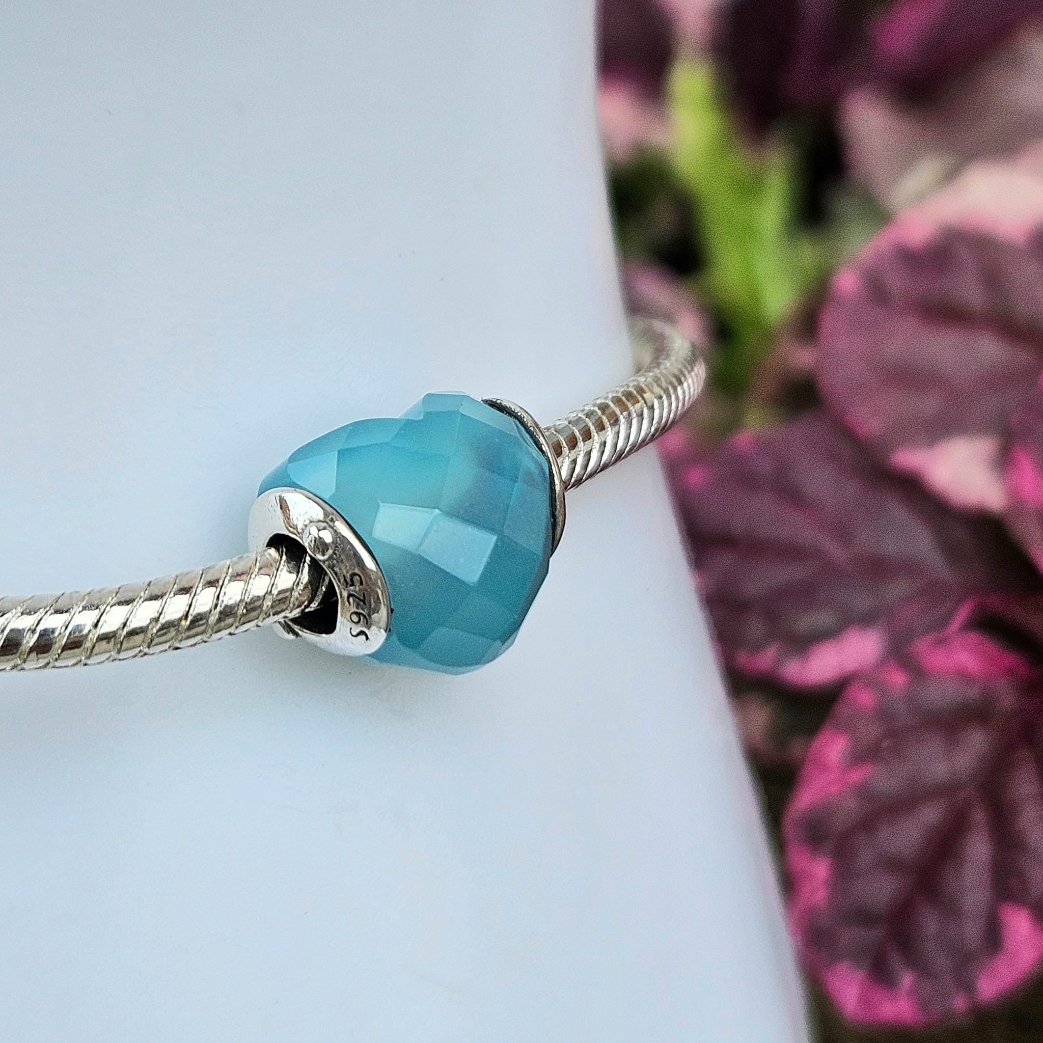 Sky Blue Heart Murano Glass Charm