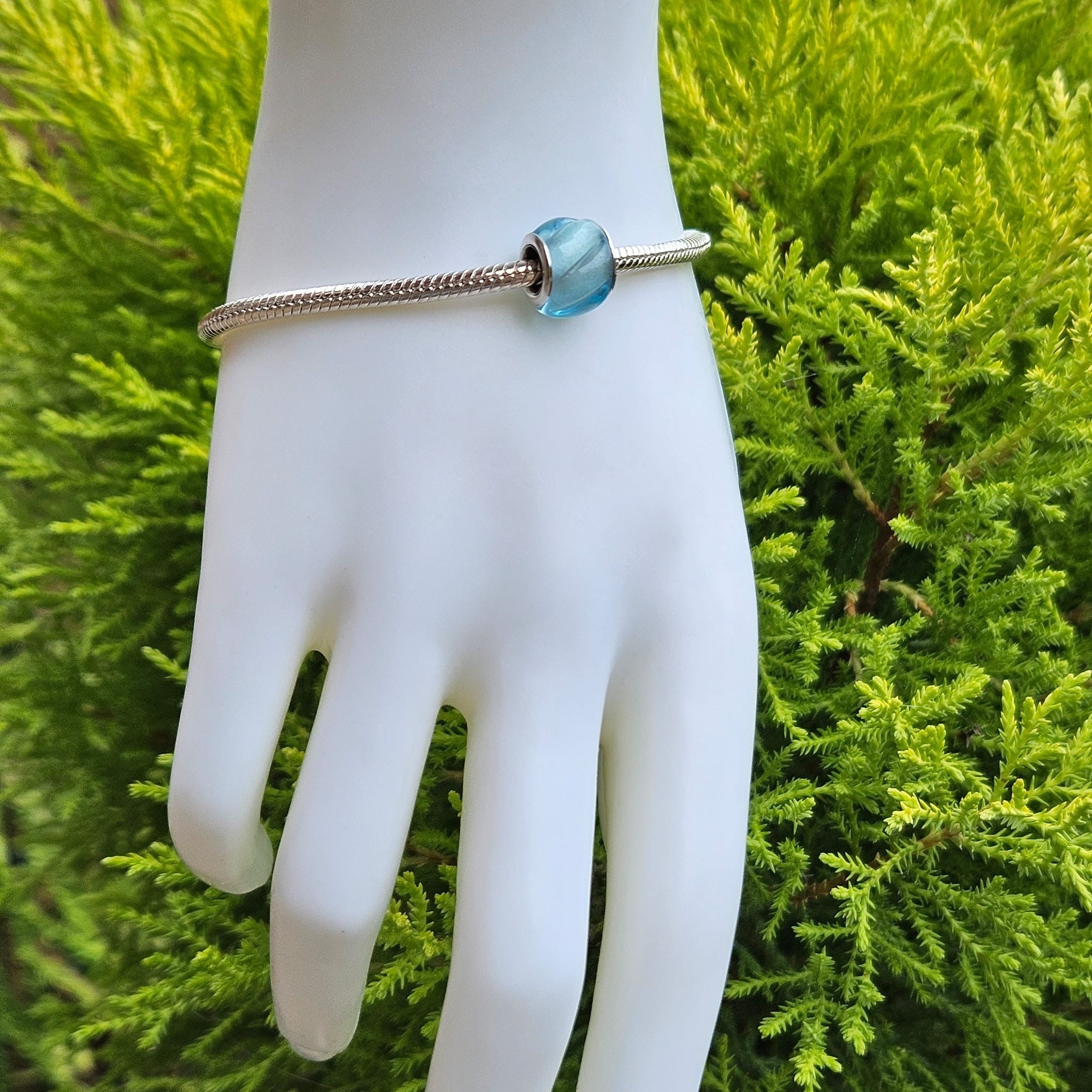 Wavy Blue Murano Bead Charm