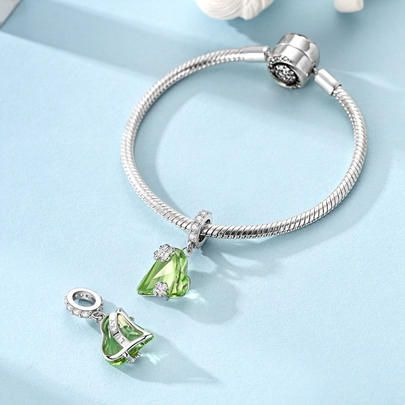 Green Heart Lucky Clover Charm