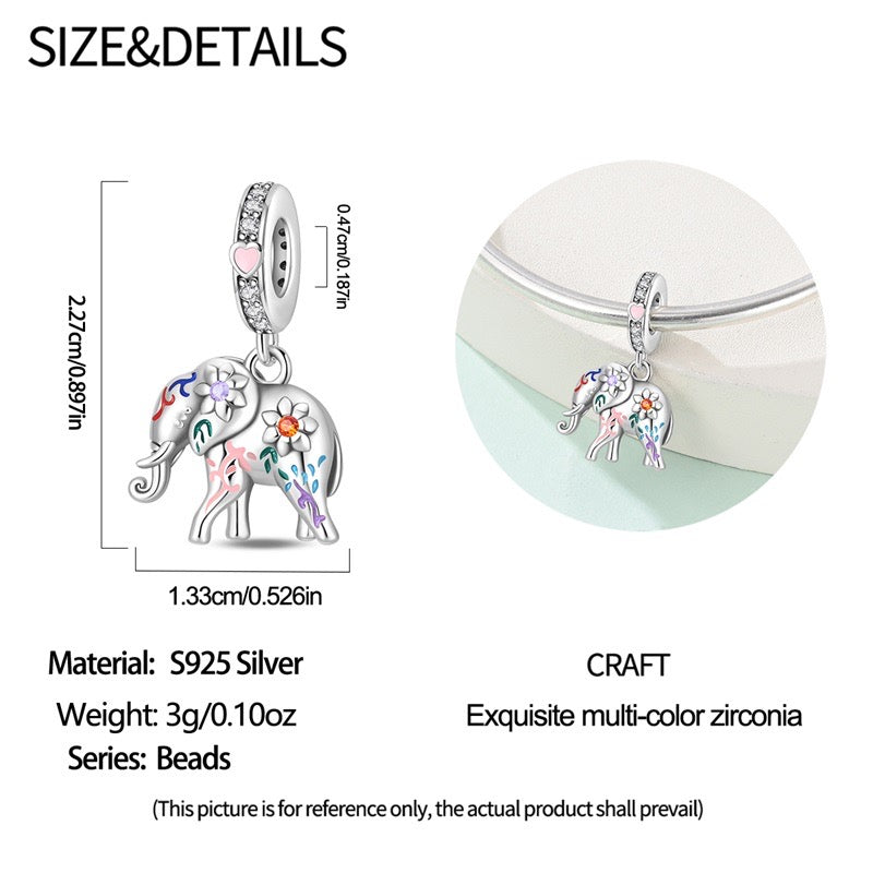 Lucky Elephant Charm whit Flowers