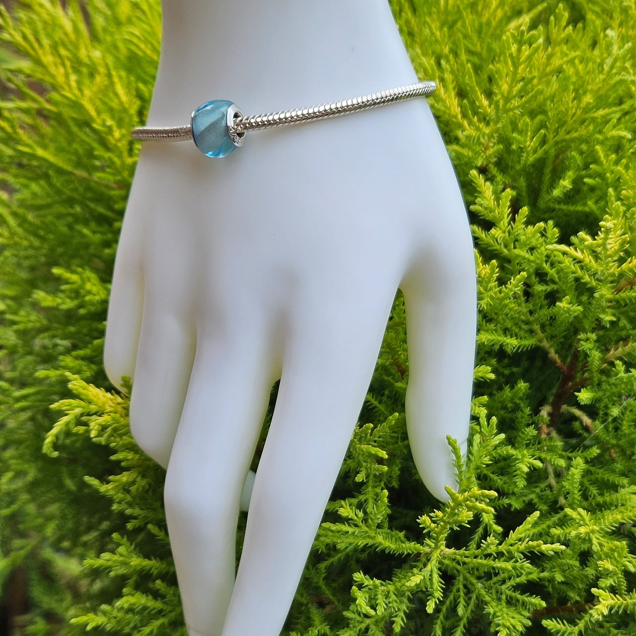 Wavy Blue Murano Bead Charm