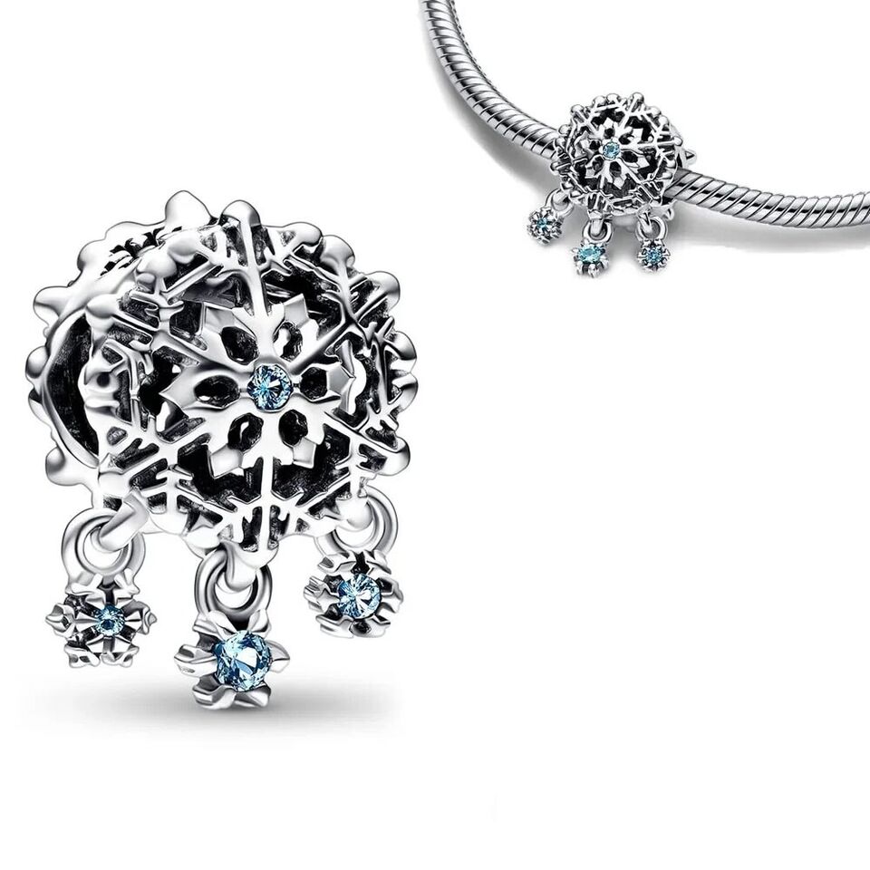 Blue Zirconia Snowflake Dreamcatcher Charm