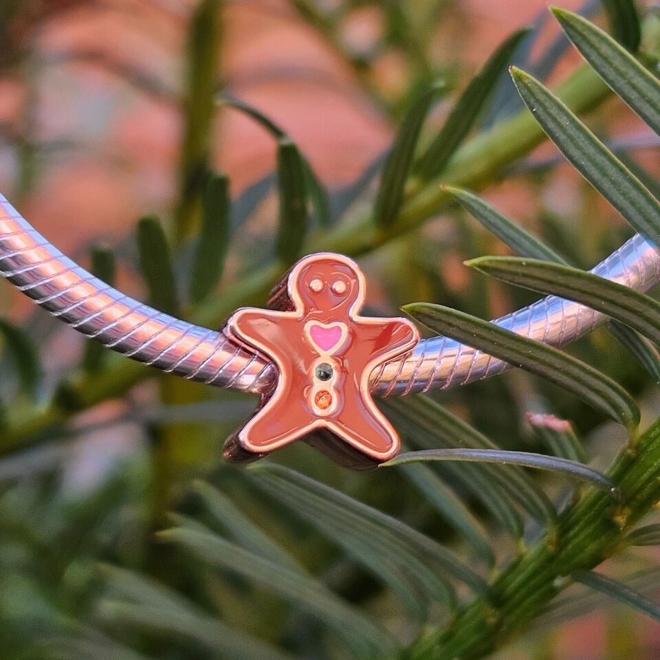 Christmas Gingerbread Man Charm Silver S925