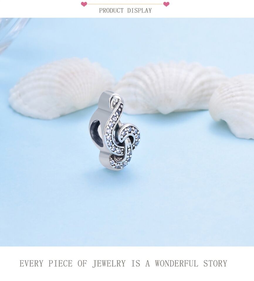 Sparkling Zirconia Treble Clef Charm