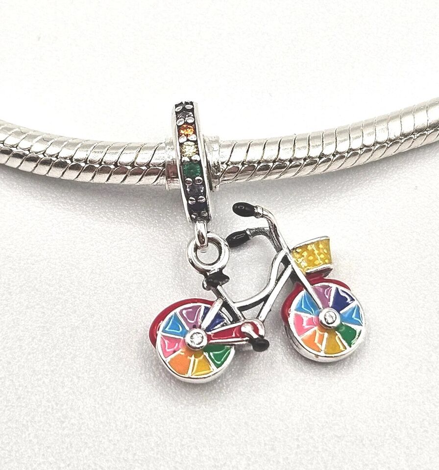 Rainbow Bike With Basket Charm