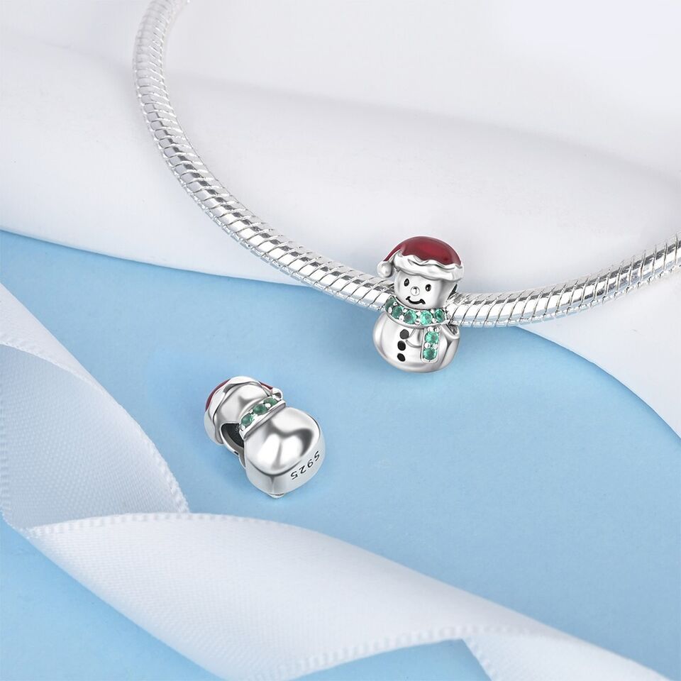 Snowman With Santa Hat Charm