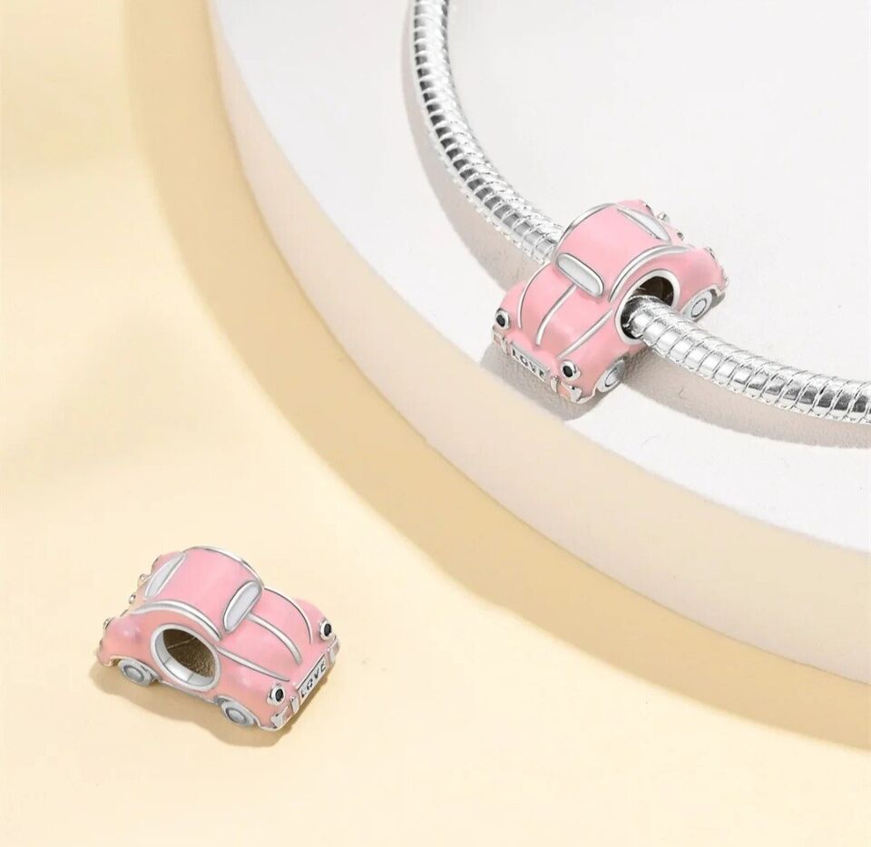 Cute Pink Car Bead Charm