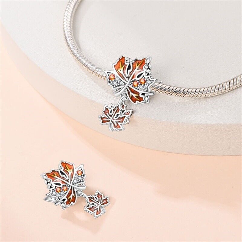 Autumn Maple Leaves Dangle Charm