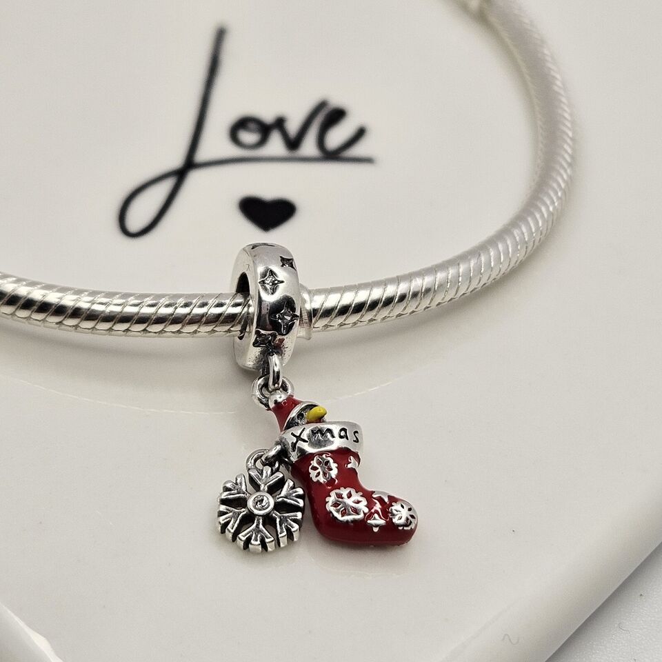 Christmas Stocking with Snow Flake Charm