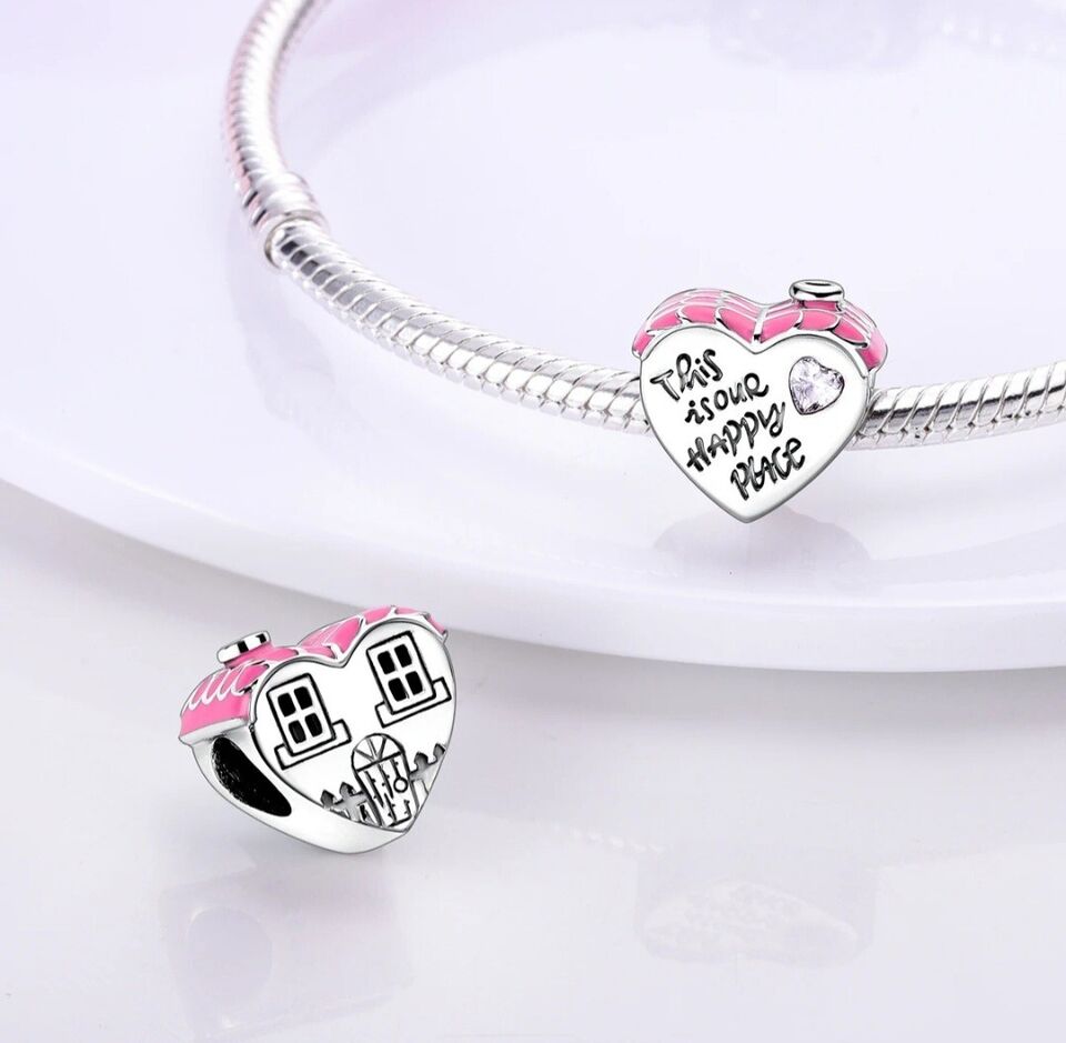 Pink Heart Home House Charm