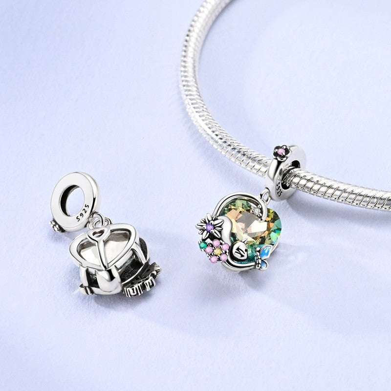 Crystal Heart & Cat Dangle Charm