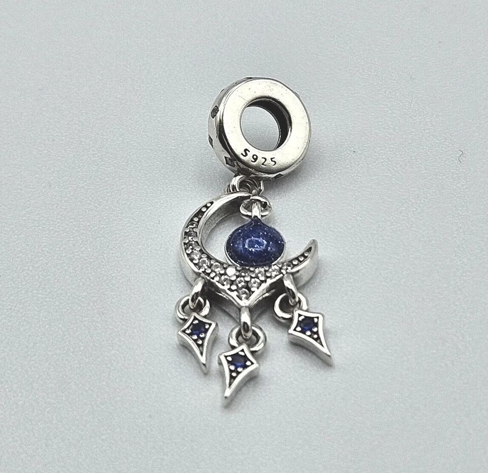 Moon Dreamcatcher Blue Zirconia Charm