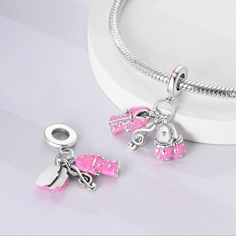 Pink Bathrobe & Slippers Dangle Charm
