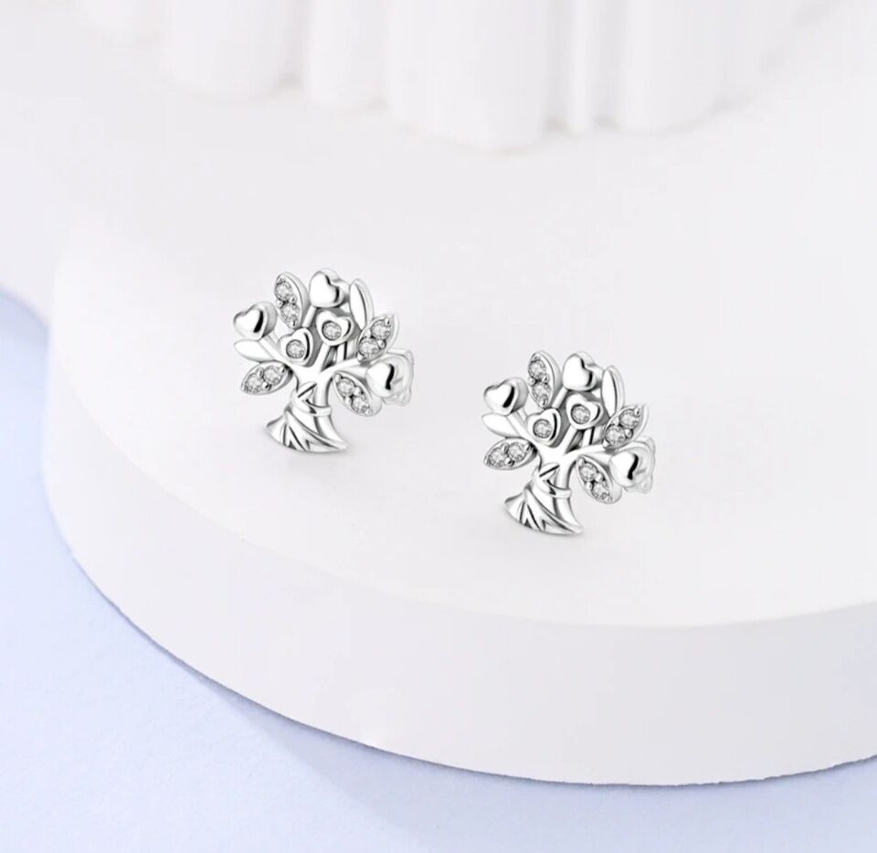 Stud Earrings Family Tree Of Life With Zirconia