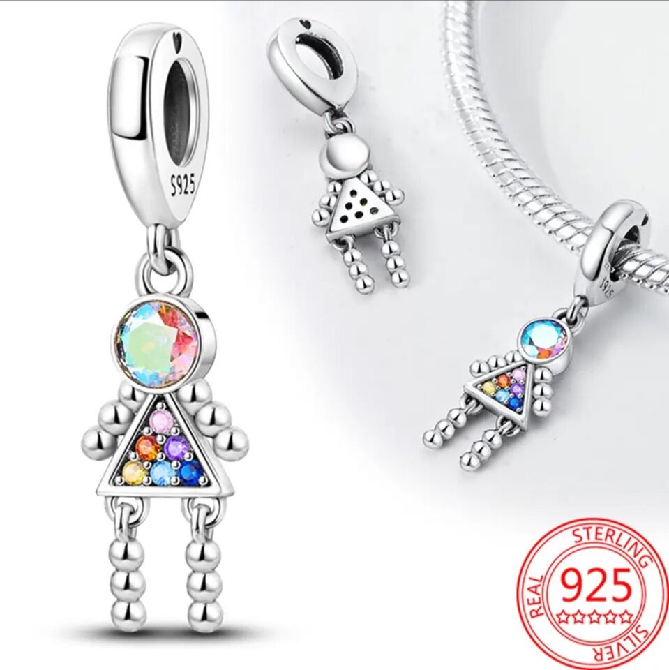 Glitter Zirconia Girl Party Charm