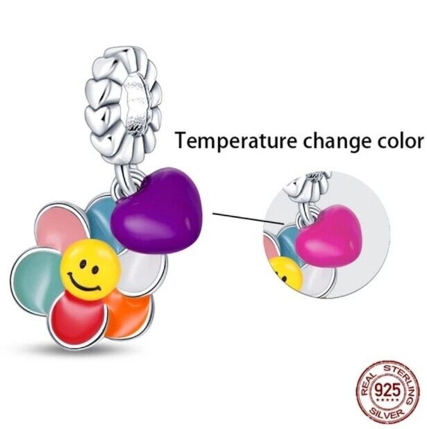 Multicoloured Flower With Heart Charm