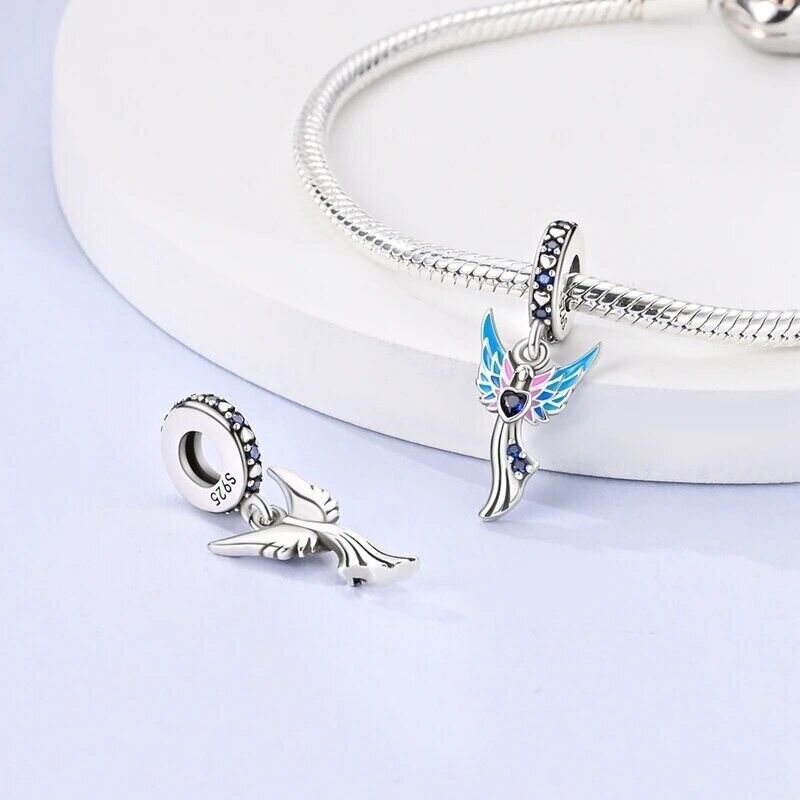 Angel with Heart and Wings Dangle Charm