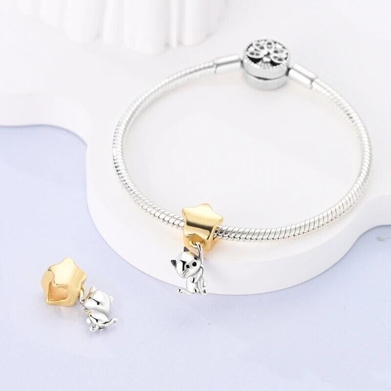 Cat Dangle on Gold Star