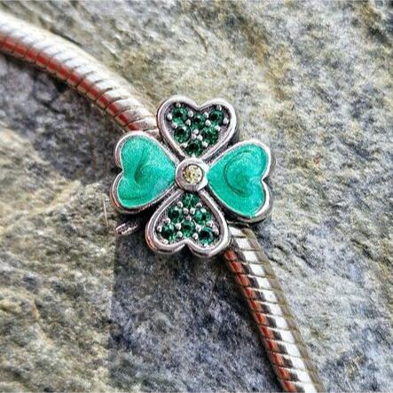 Green Zircon Lucky Clover Charm