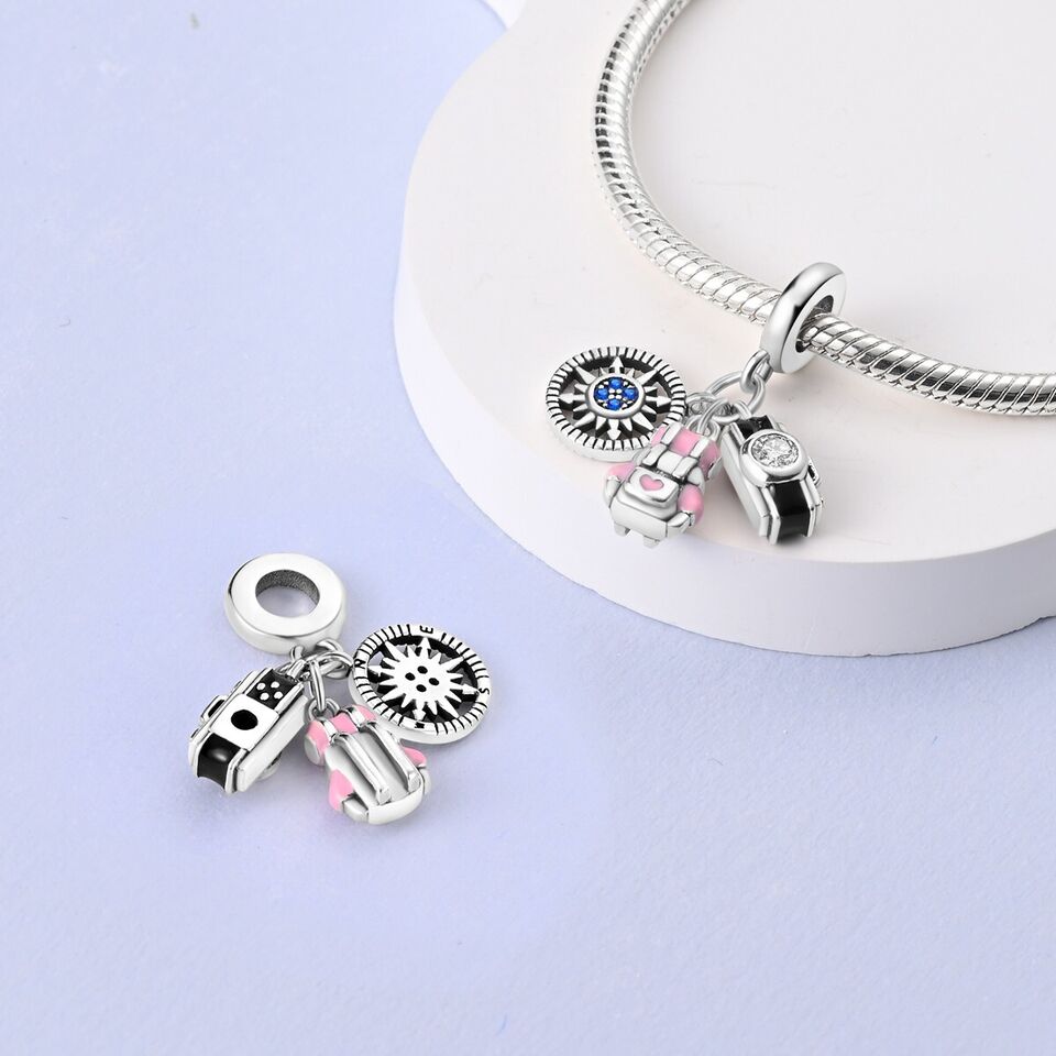 Backpack Camera & Compass Dangle Charm