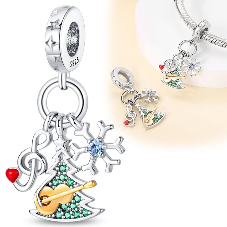 Christmas Tree & Snowflake Dangle Charm