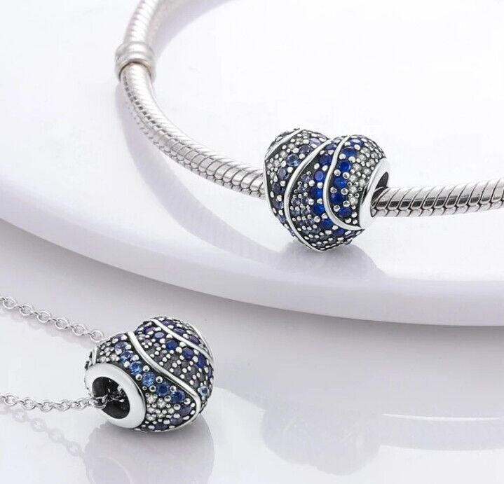 Sparkling Blue Zircon Heart Charm