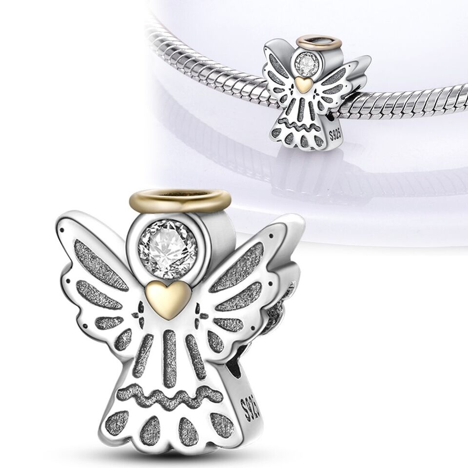 Guardian Angel With Golden Heart Charm