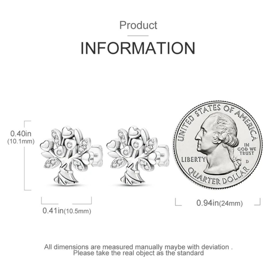 Stud Earrings Family Tree Of Life With Zirconia