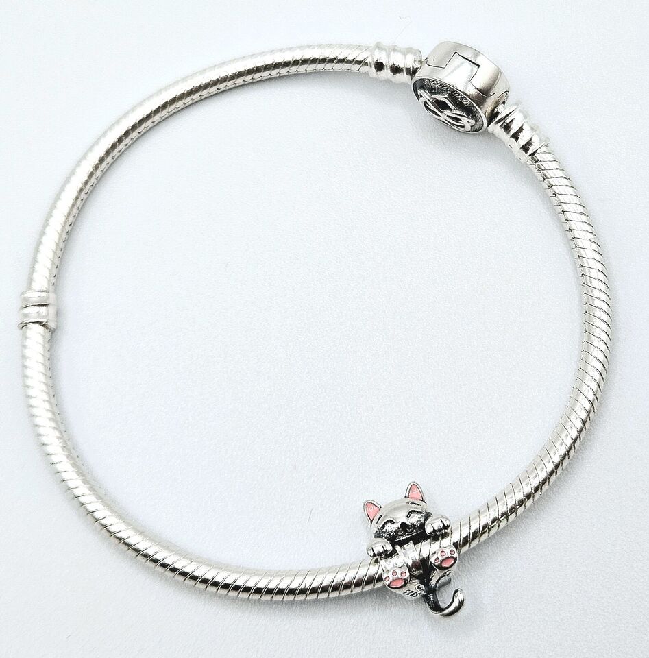 Cute Cat Silver Pink Ears Charm