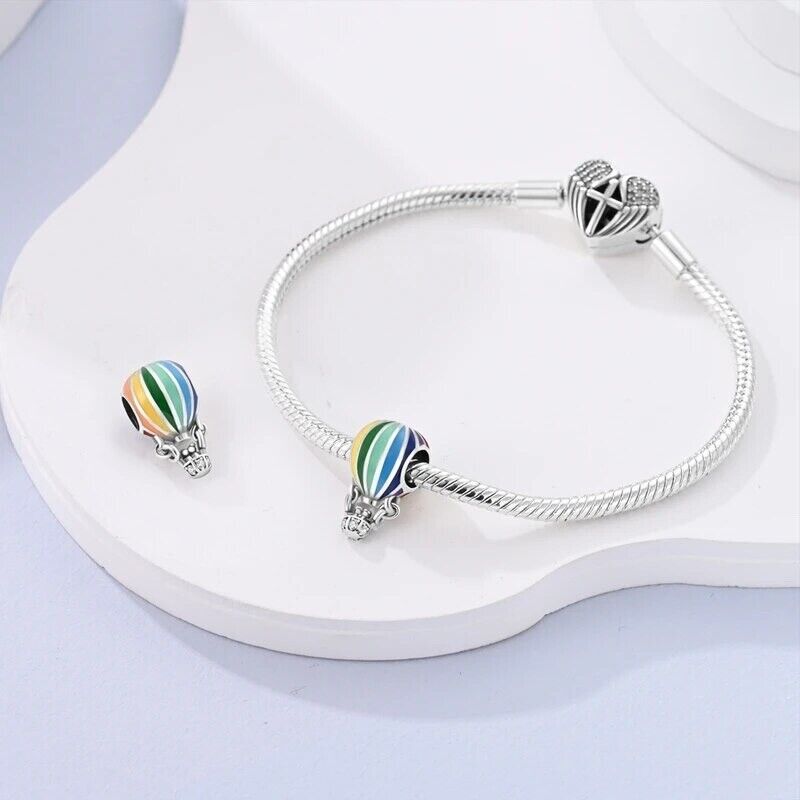Colorful Hot Air Balloon with People in Love Charm