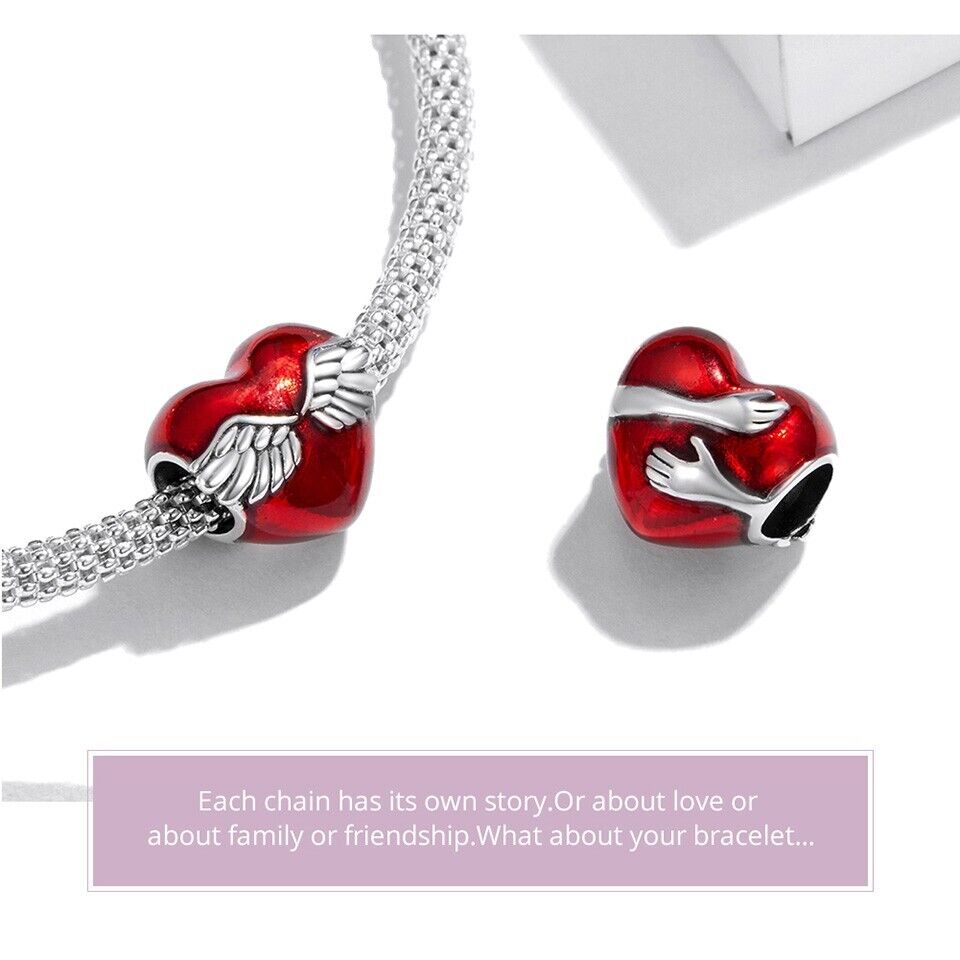 Embrace Of Love Heart With Wings Charm