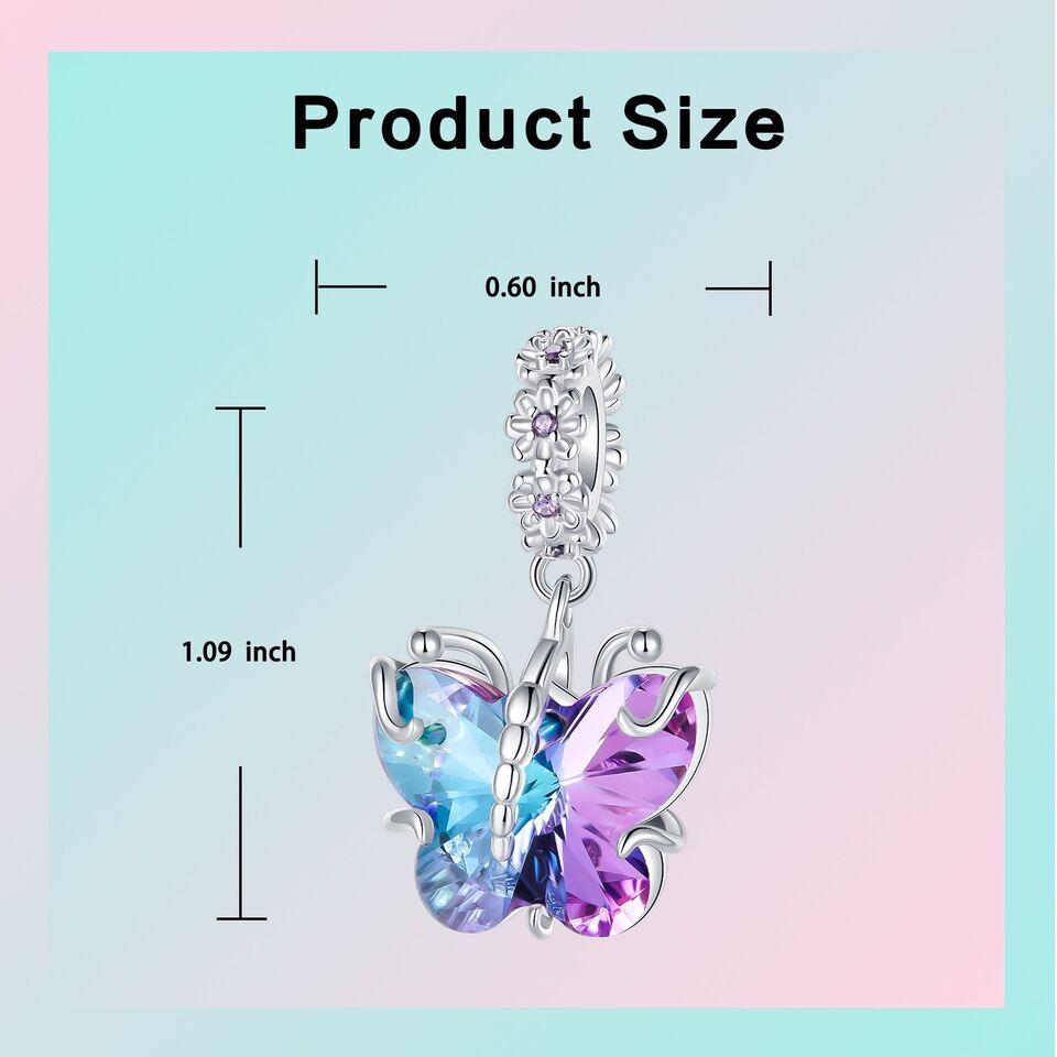 Crystal Butterfly Dangle Charm