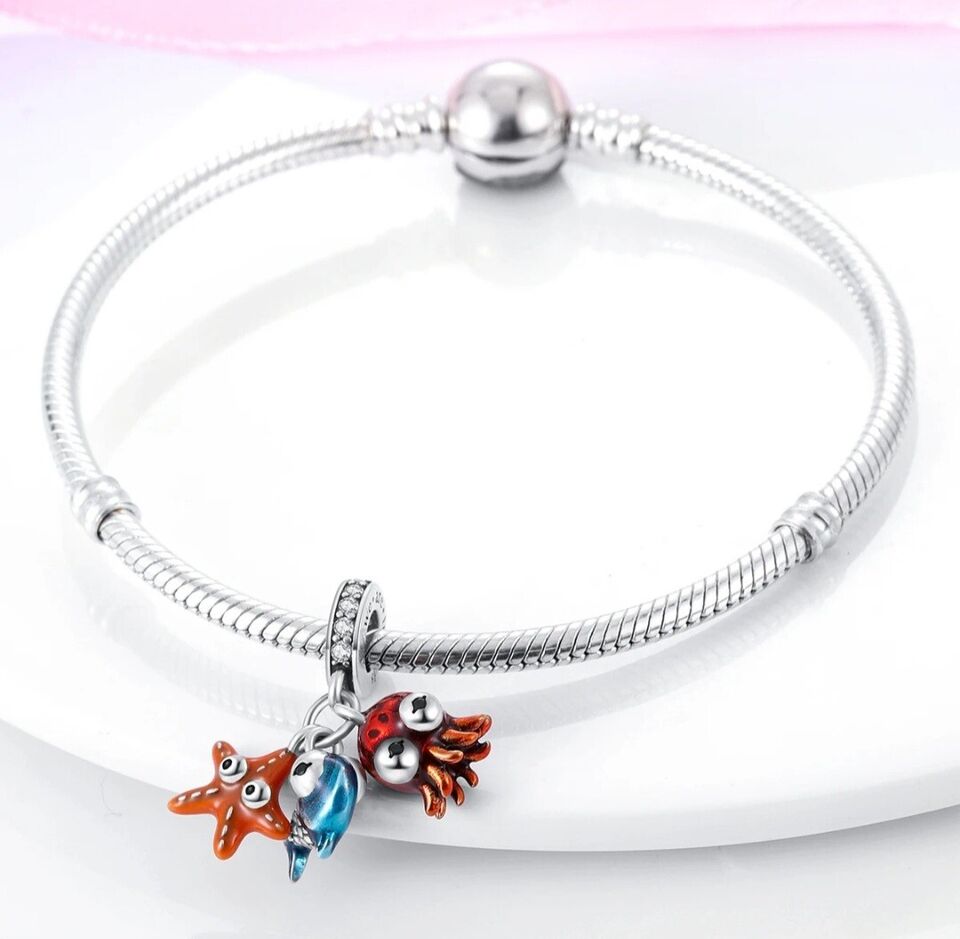 Colourful Starfish Octopus & Fish Dangle Charm