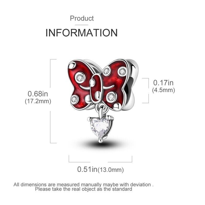 Red Bow With Zirconia Heart Charm