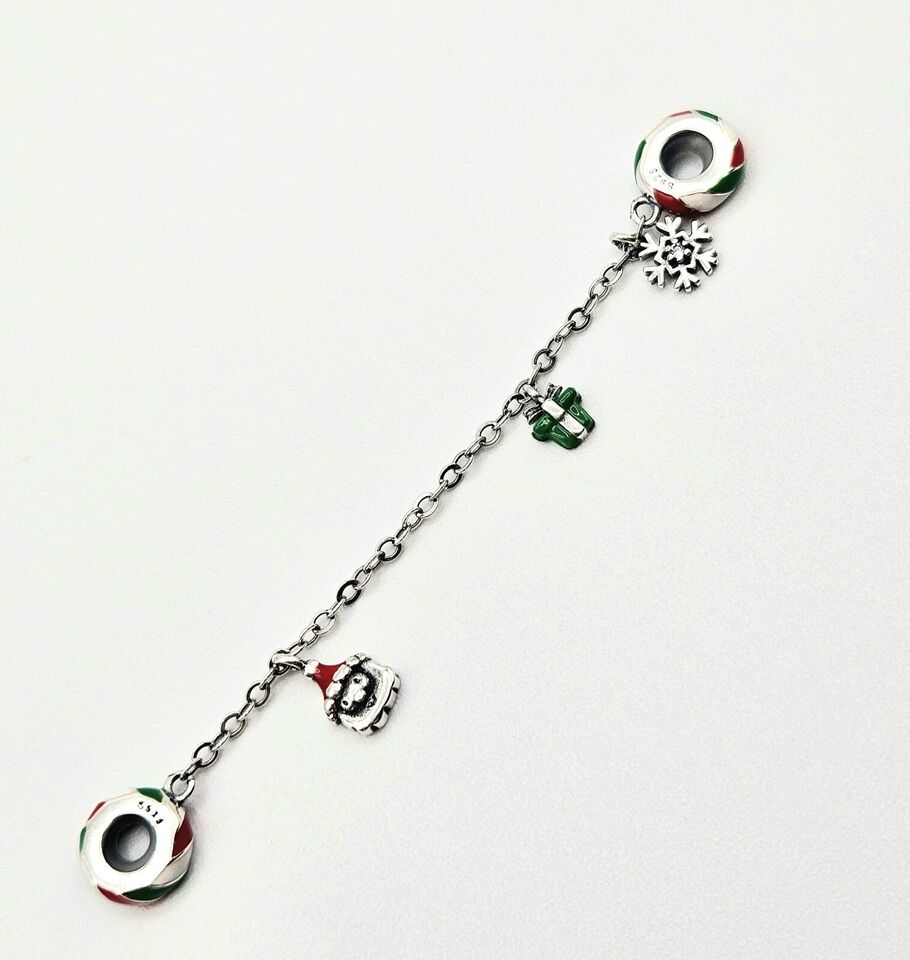 Safety Chain Santa & Present & Snowflake Charm