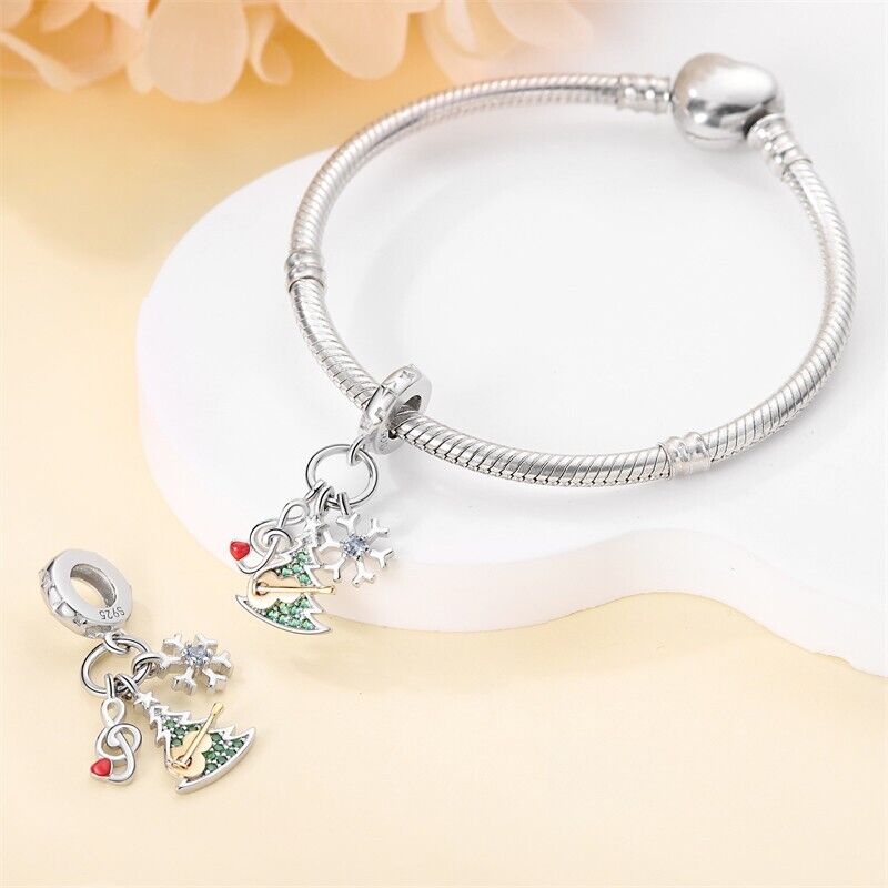 Christmas Tree & Snowflake Dangle Charm