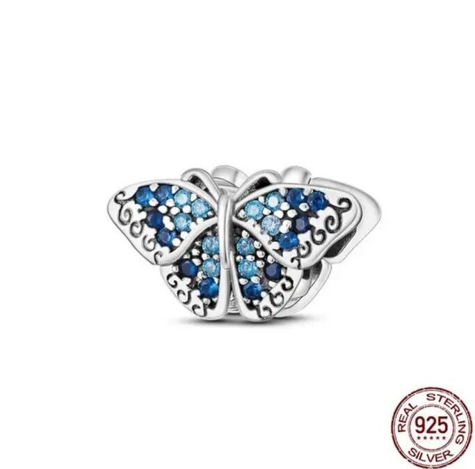 Sparkling Blue Zircon Butterfly Charm