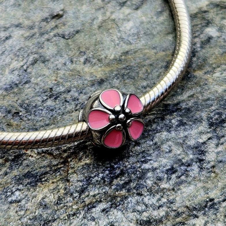 Pink Flower Clip On Charm