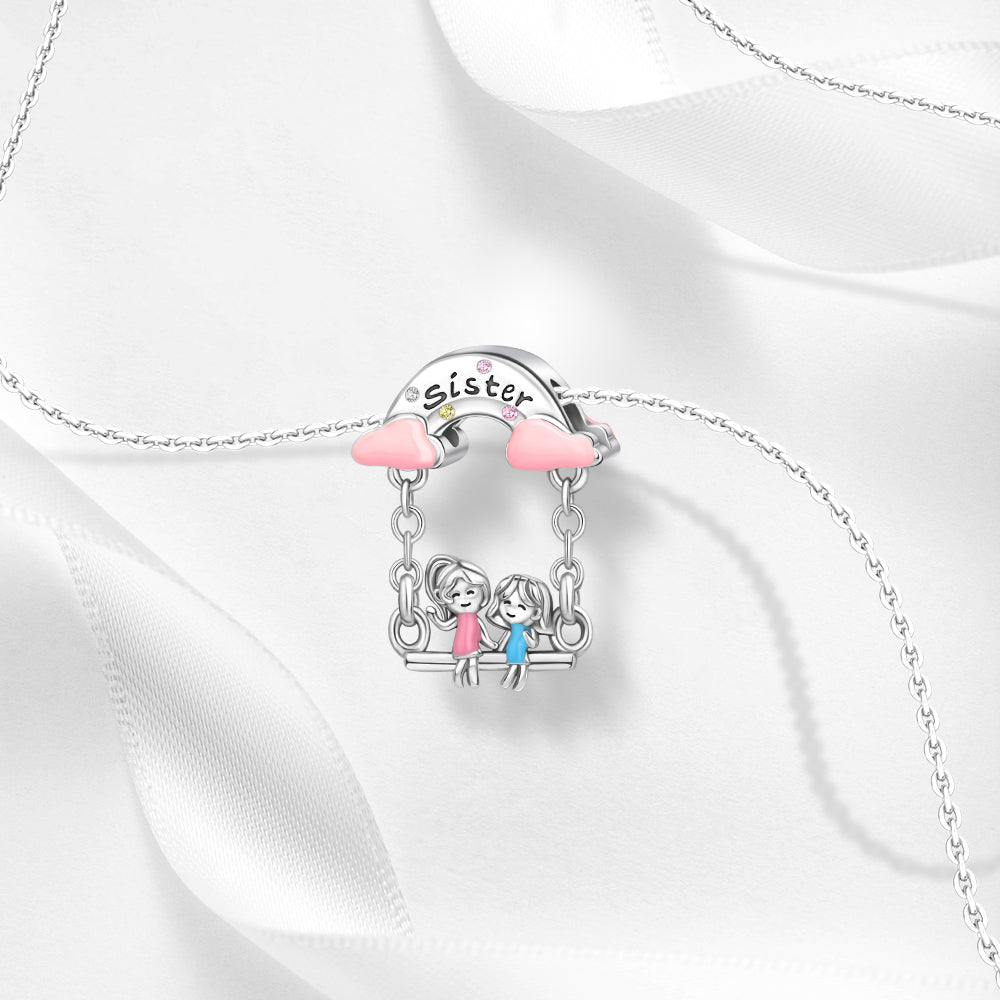 Sisters On Swing Dangle Charm